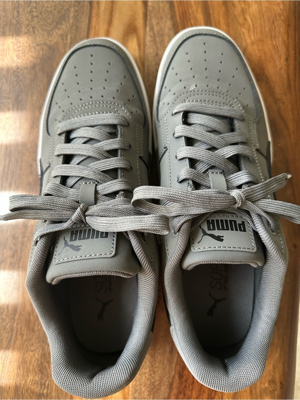 Puma Men's Gray Low-Top Lace-Up Sneakers with Subtle Logo